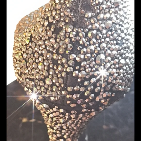 Christian Louboutin Sparkling Silver Peep-Toe Heels - Picture 5 of 6